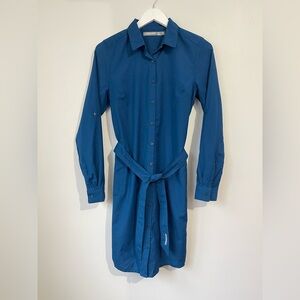 Icebreaker Destiny Shirtdress Teal Blue Wool Blend